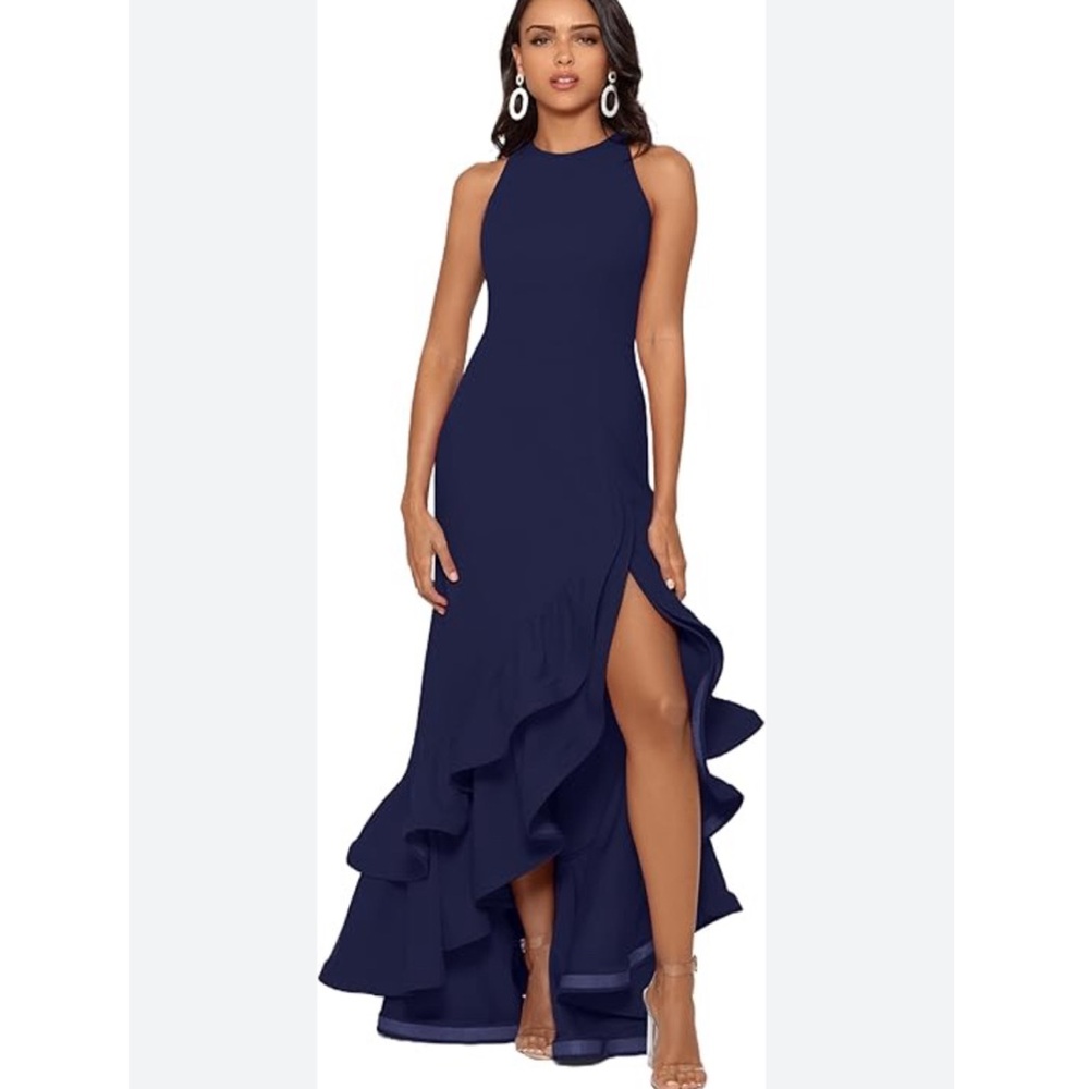 Betsy & Adam Women's Long Sleeveless Stretch Scuba Crepe Ruffle Dress, Nordstrom